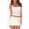 Tiger Mist Octavia Floral Embellished Mesh Camisole In White