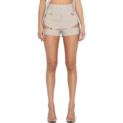Tiger Mist Reed Slashed Utility Shorts In Gray