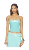 Tiger Mist Sequin Bust Corset In Blue