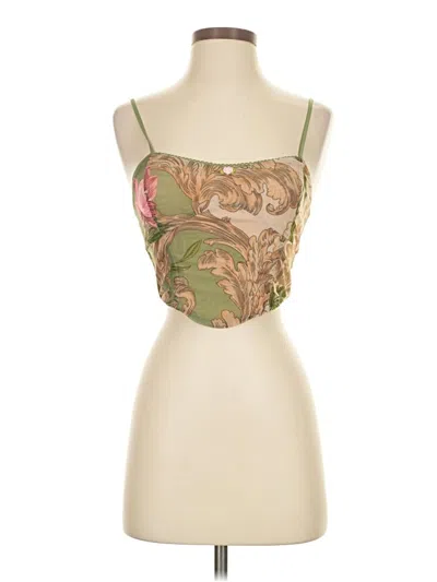 Pre-owned Tiger Mist Sleeveless Top Green Strapless Neckline Tops