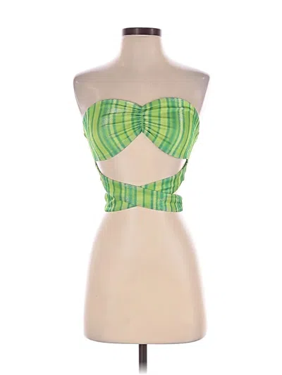 Tiger Mist Sleeveless Top Green Strapless Neckline Tops