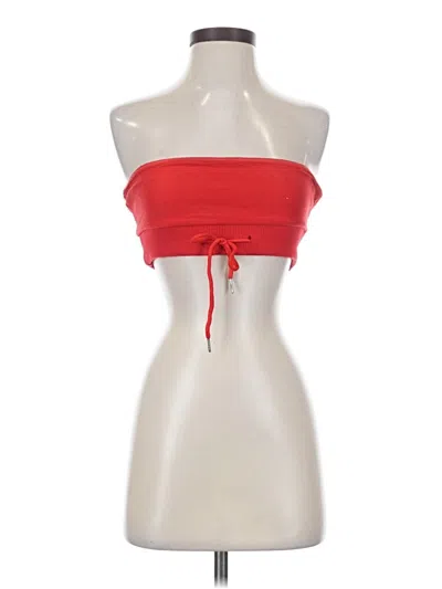 Pre-owned Tiger Mist Sleeveless Top Red Solid Pattern Strapless Neckline Tops