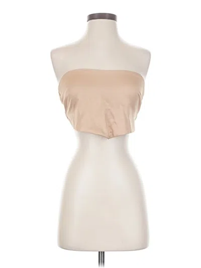 Pre-owned Tiger Mist Sleeveless Top Tan Solid Pattern Strapless Neckline Tops