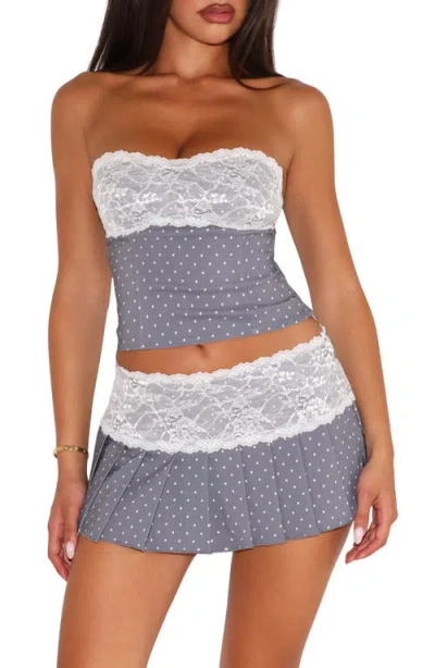 Tiger Mist Strapless Lace Top In Gray