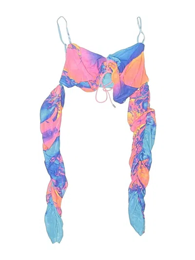 Pre-owned Tiger Mist Swimsuit Top Blue Tie-dye Pattern Swimwear