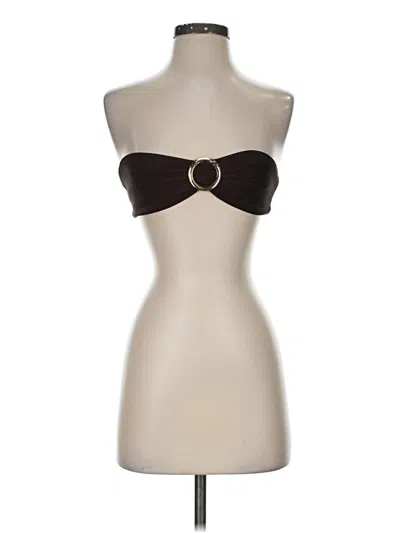 Pre-owned Tiger Mist Swimsuit Top Brown Strapless Neckline Swimwear