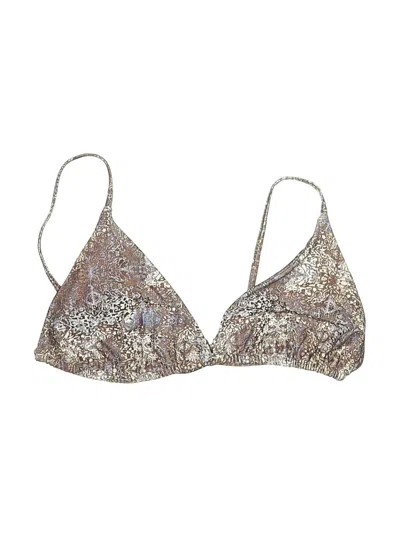 Pre-owned Tiger Mist Swimsuit Top Gold Metallic Pattern Swimwear