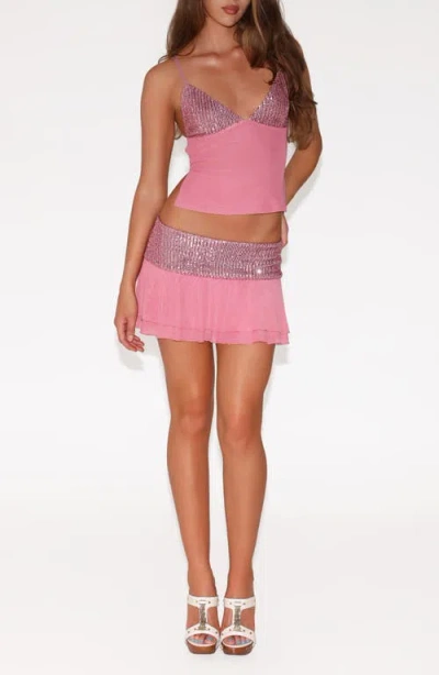 Tiger Mist Syla Sequin Waist Miniskirt In Multi
