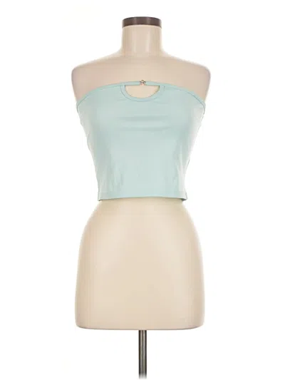Pre-owned Tiger Mist Tank Top Teal Strapless Neckline Tops In Blue