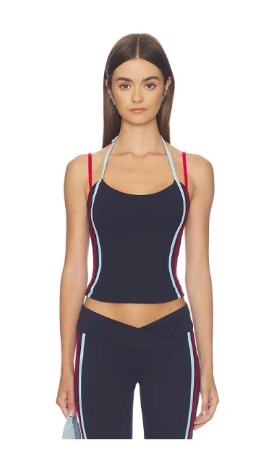 Tiger Mist Tatum Top In Navy Stripe