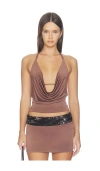 Tiger Mist Women's Thara Cowl Neck Top In Chocolate In Brown