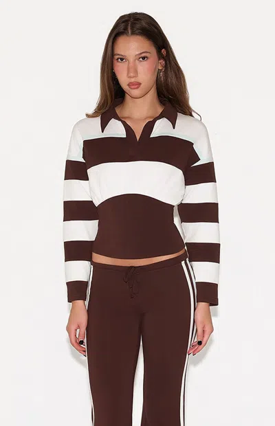 Tiger Mist Women's Collins Rugby Long Sleeve Top In Brown