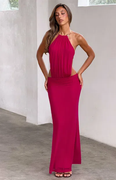 Tiger Mist Evanna Choker Halterneck Open Tie Back Maxi Dress In Red