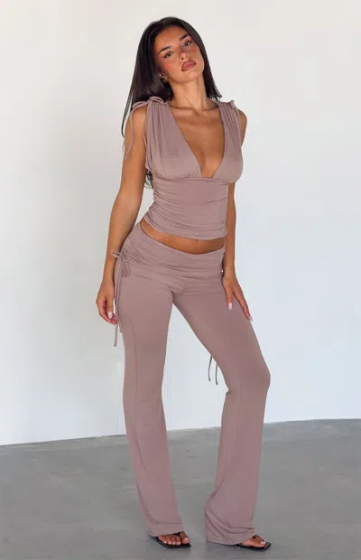 Tiger Mist Women's Halona Foldover Pant In Mocha In Purple