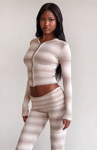 Tiger Mist Women's Marissa Zip Up Knit Hoodie In Taupe