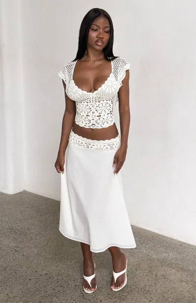 Tiger Mist Women's Sasha Crochet Midi Skirt In White