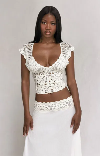 Tiger Mist Women's Sasha Scalloped Crochet Top In White
