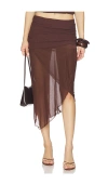 Tiger Mist Zinnia Midi Skirt In Brown