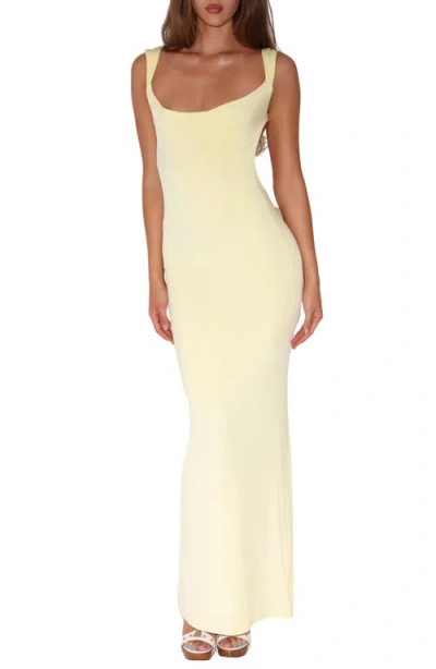 Tiger Mist Zita Open Back Evening Dress In Yellow