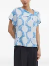 Tiger Of Sweden Abstract-print Short-sleeved Blouse In Blue