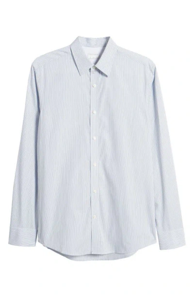 Tiger Of Sweden Adley Slim Fit Pinstripe Cotton Dress Shirt In Light Blue