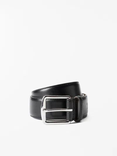 Tiger Of Sweden Borgholm Polished Leather Belt In Black
