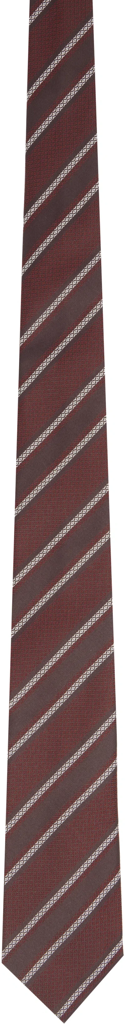 Tiger Of Sweden Burgundy & Brown Lineman Tie