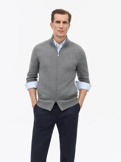 Tiger Of Sweden Cassian Merino Cardigan Med Lynlås In Concrete Melange