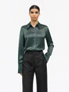 Tiger Of Sweden Daphne Regular-fit Satin Shirt In Green