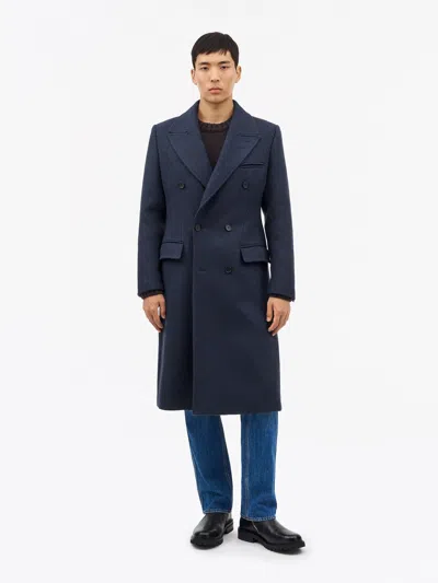 Tiger Of Sweden Hennri Swedish Wool Coat In Blue