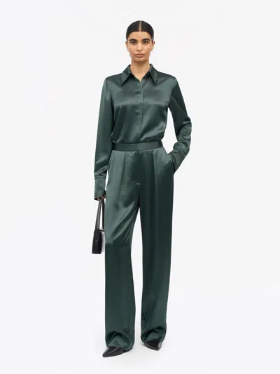 Tiger Of Sweden Inga Straight-fit Satin Trousers In Green