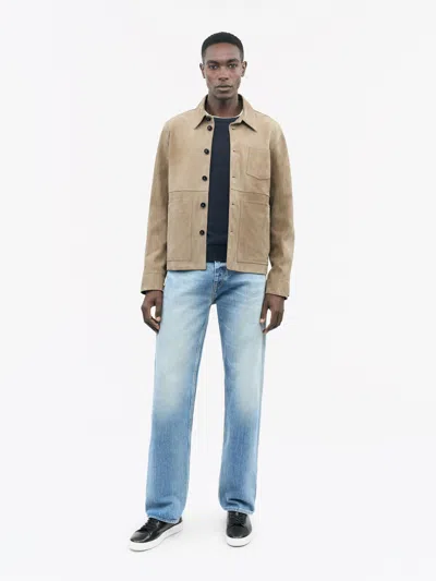 Tiger Of Sweden Leeor Suede Overshirt In Neutral