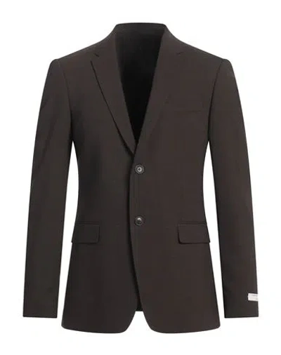 Tiger Of Sweden Man Blazer Dark Brown Size 44 Polyester, Wool, Elastane