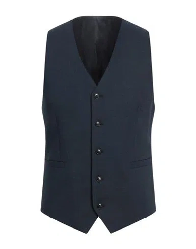 Tiger Of Sweden Man Tailored Vest Navy Size 46 Polyester, Wool, Elastane In Navy Blue