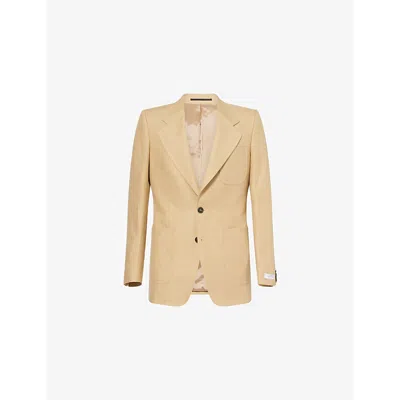 Tiger Of Sweden Mens Morini Single-breasted Linen Blazer Golden Khaki