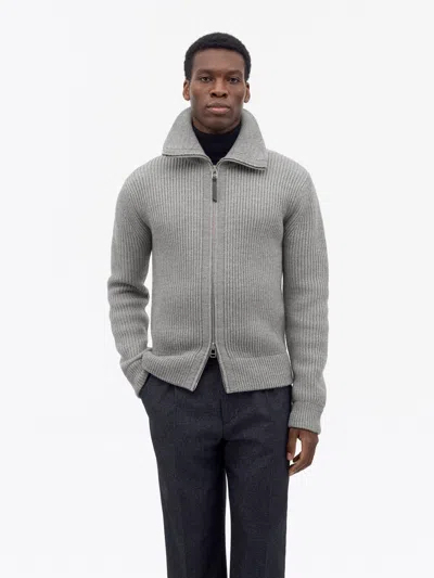 Tiger Of Sweden Niall Uldcardigan Med Lynlås In Lead Grey Melange