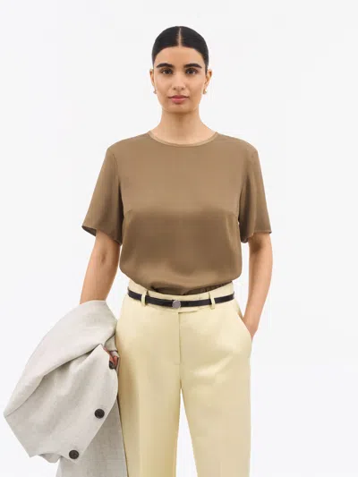 Robyn Cropped Viskose-t-shirt In Brown from Tiger of Sweden