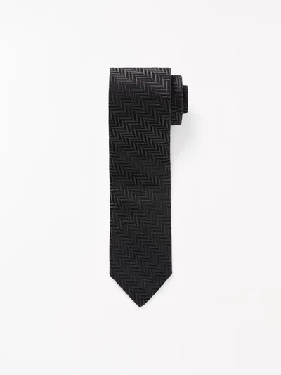 Tiger Of Sweden Septa Silk Herringbone Tie In Silver