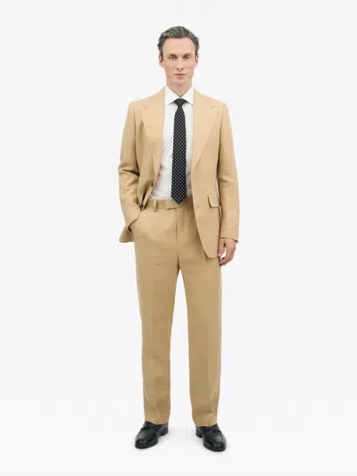 Tiger Of Sweden Tommie Straight Linen Trousers In Golden Khaki