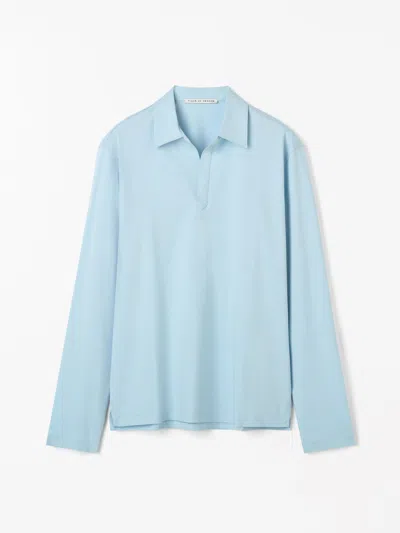 Tiger Of Sweden Truane Long-sleeved Polo Shirt In Blue