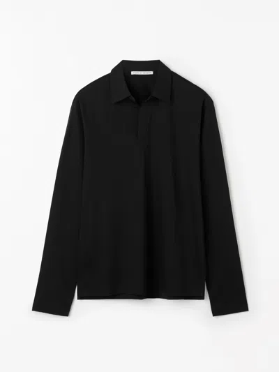 Tiger Of Sweden Truane Long-sleeved Polo Shirt In Black