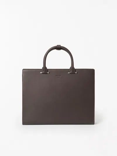 Tiger Of Sweden Valise S  Leather Office Bag In Brown