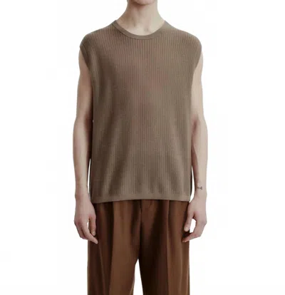 Tiger Of Sweden Vessler Pullover Knit Vest In Olive Grey In Brown