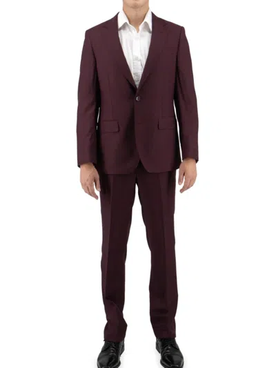Tiglio Luxe Men's Modern Fit Wool Suit In Burgundy