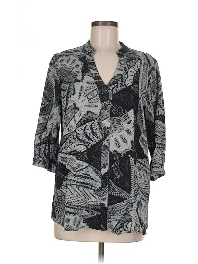 Pre-owned Tignanello 3/4 Sleeve Blouse In Gray