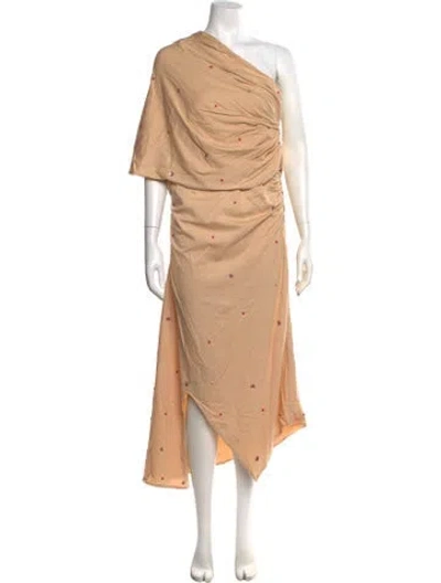 Pre-owned Tigra Tigra Floral Print Long Dress W/ Tags In Neutral