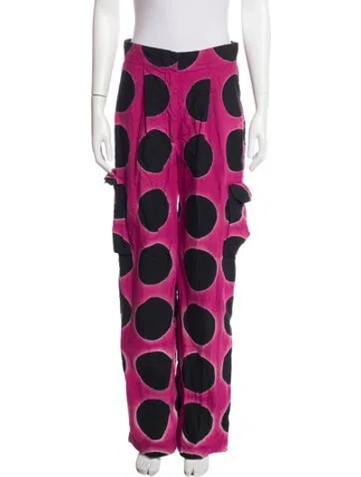 Pre-owned Tigra Tigra Polka Dot Print Wide Leg Pants In Pink