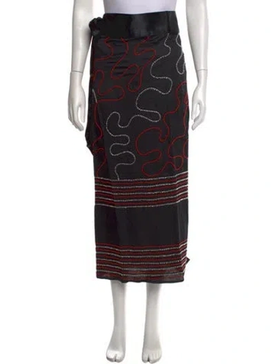 Pre-owned Tigra Tigra Printed Long Skirt W/ Tags In Black