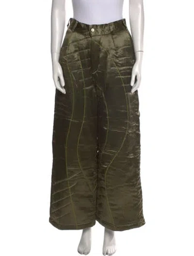 Pre-owned Tigra Tigra Printed Wide Leg Pants In Green