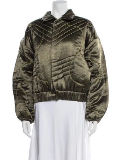 Pre-owned Tigra Tigra Silk Biker Jacket In Green